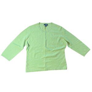 Griffen Cashmere Sweater, Green, Petite XL, 3/4 sleeve